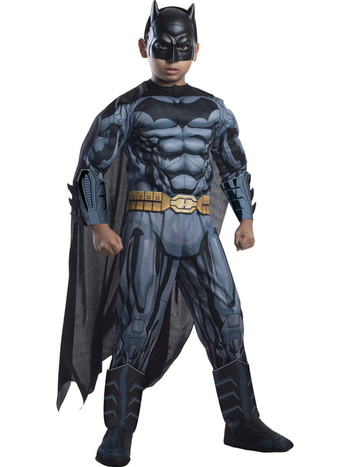 Boys Deluxe Justice League Muscle Chest Batman Costume - costumesupercenter.com