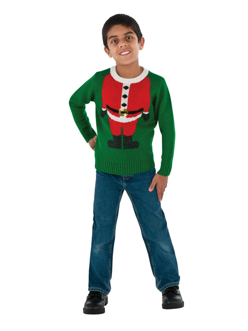 Santa Head Christmas Sweater Classic For Kids - costumesupercenter.com