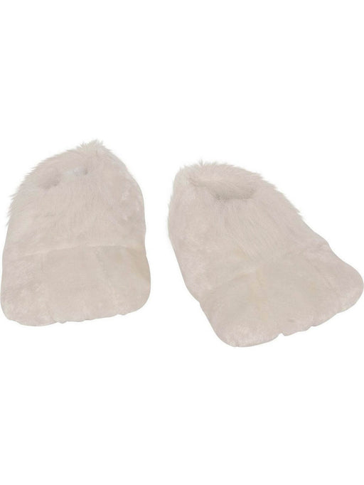 Adult White Fluffy Bunny Slippers - costumesupercenter.com