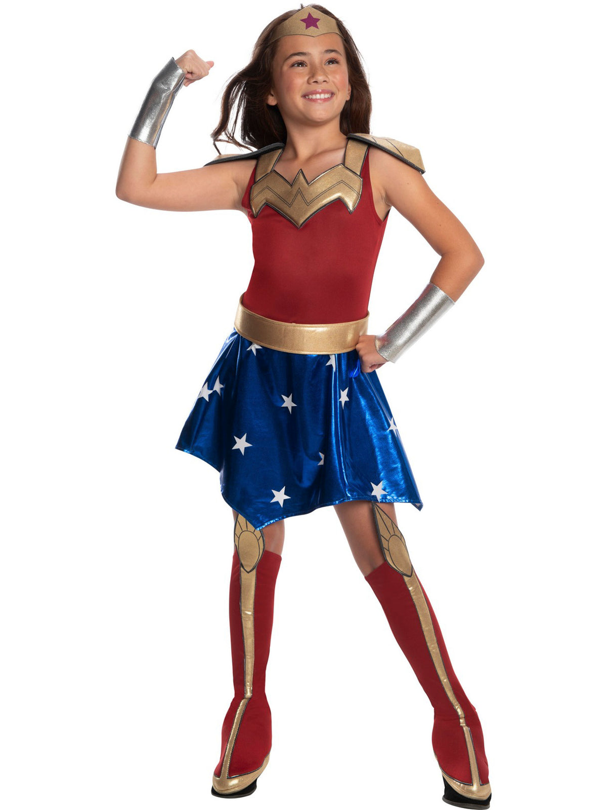Girls Deluxe Wonder Woman Costume Superhero DC Comics Fancy Dress Outfit main image 1