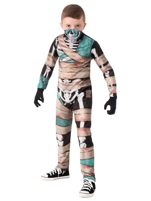 Boys' Half-Mask Mummified Zombie Skeleton Costume - costumesupercenter.com