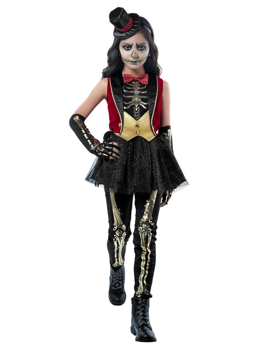 Girls' Circus Ringmaster Skeleton Costume - costumesupercenter.com