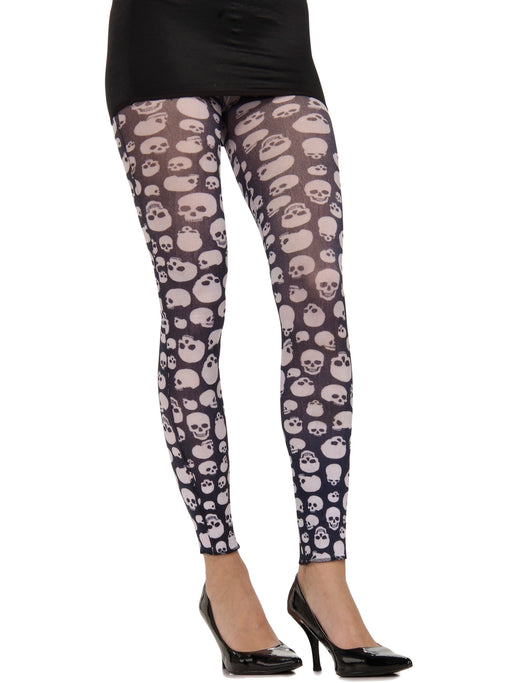 Adult White/Black Skull Tights  Accessory - costumesupercenter.com