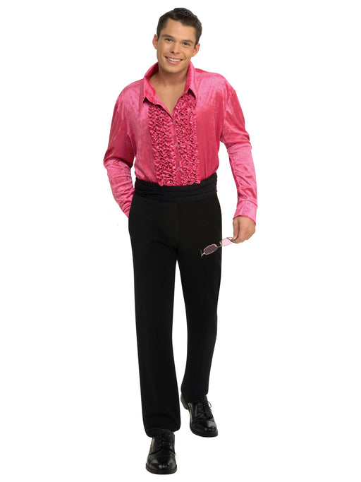 Mens Pink Velvet Disco Shirt - costumesupercenter.com