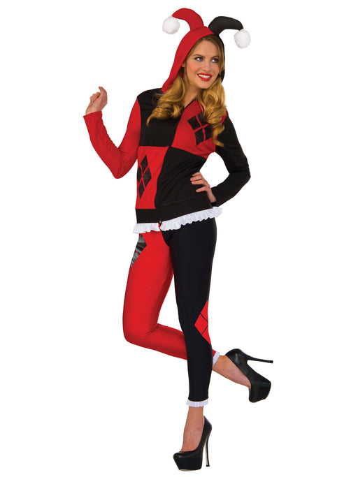 DC Comics Adult Harley Quinn Fitted Hoodie - costumesupercenter.com