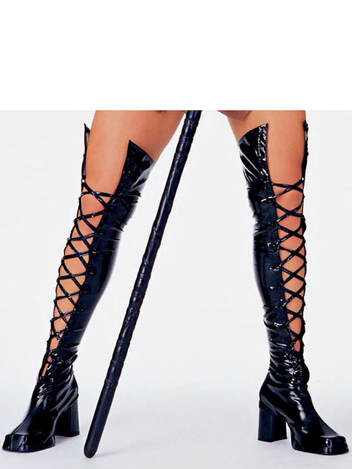 Adult Black Laced Thigh Highs - costumesupercenter.com