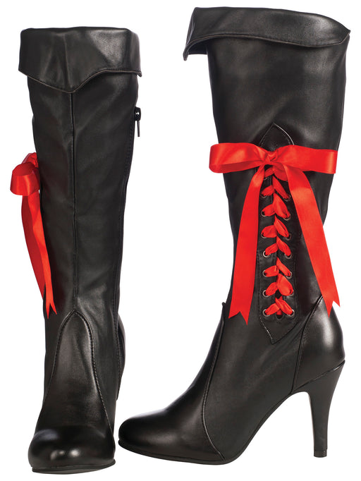 Women's Black Pirate Boots - costumesupercenter.com