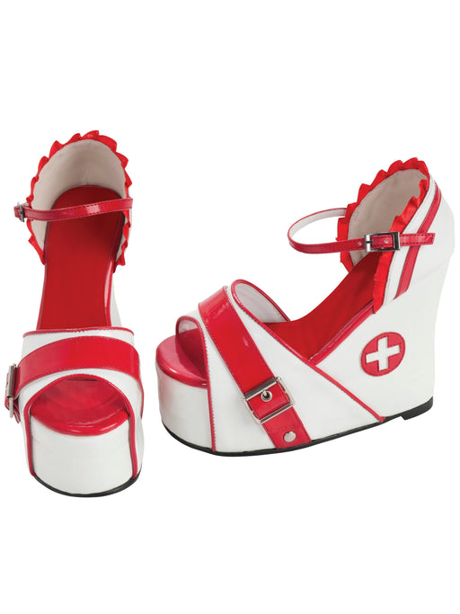 Adult Nurse White/Red Shoes - costumesupercenter.com