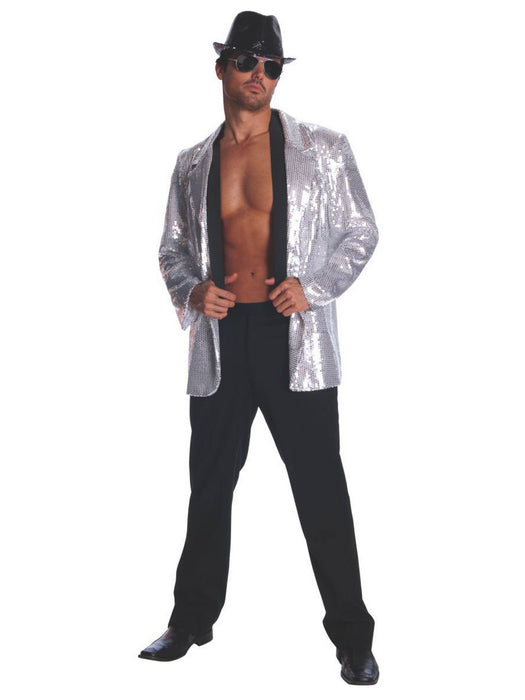 Silver Sequin Jacket for Adults - costumesupercenter.com