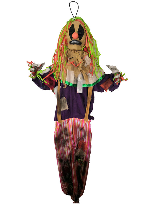 Light Up Animated Hanging Scarecrow Clown Prop - 5' - costumesupercenter.com