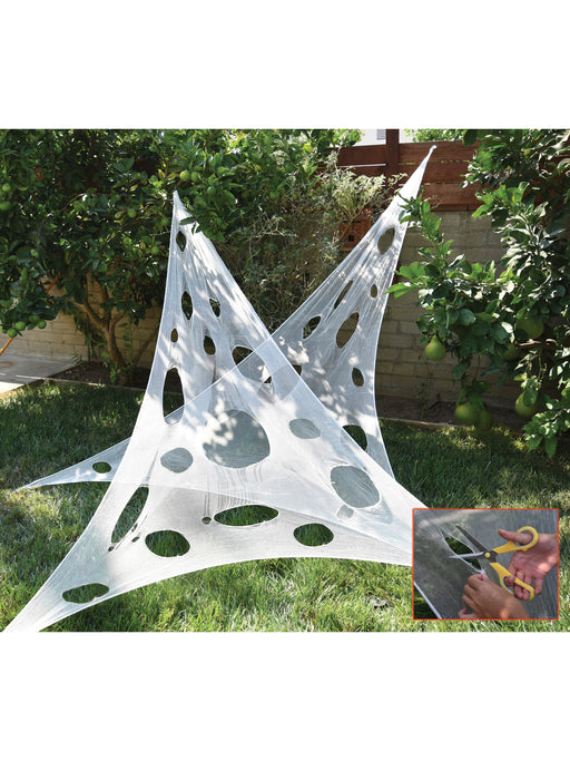16 Foot White Customizable Elastic Spider Web Yard Decoration - costumesupercenter.com
