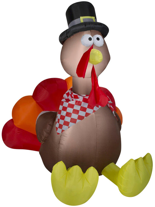 6 Foot Thankful Turkey Light Up Thanksgiving Inflatable Lawn Decoration - costumesupercenter.com